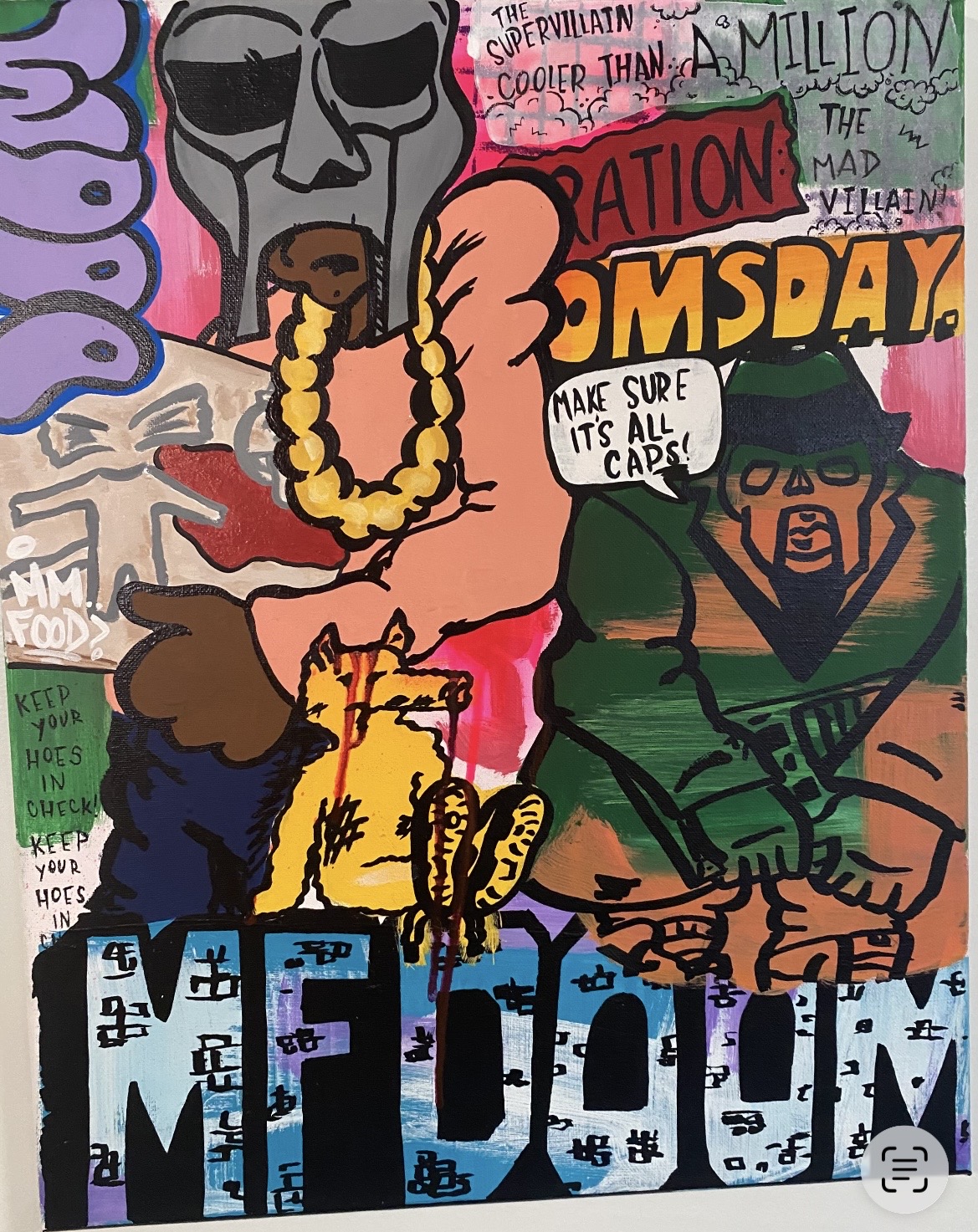 Mixed-media pop culture painting by Ellen Chambers